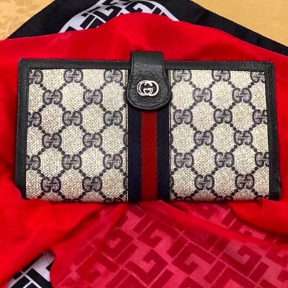 GUCCI Vintage GG OPHIDIA Supreme Signature Monogram Trifold Wallet
